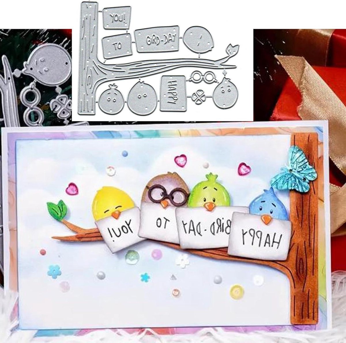 Zeynomax - Metalen stansen voor het maken van kaarten | Boom & vogels | Stanssjablonen voor DIY kaarten en scrapbooking